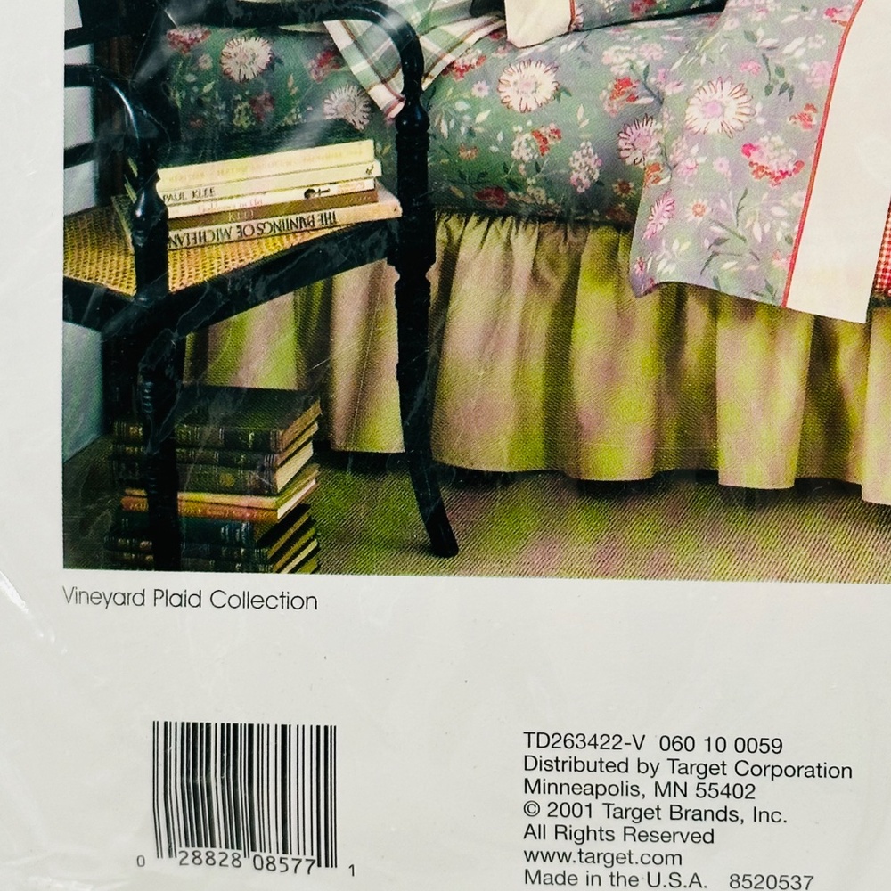 Vintage Target Twin Sheet Set Green Floral Vineyard Plaid Collection - Picture 5 of 7